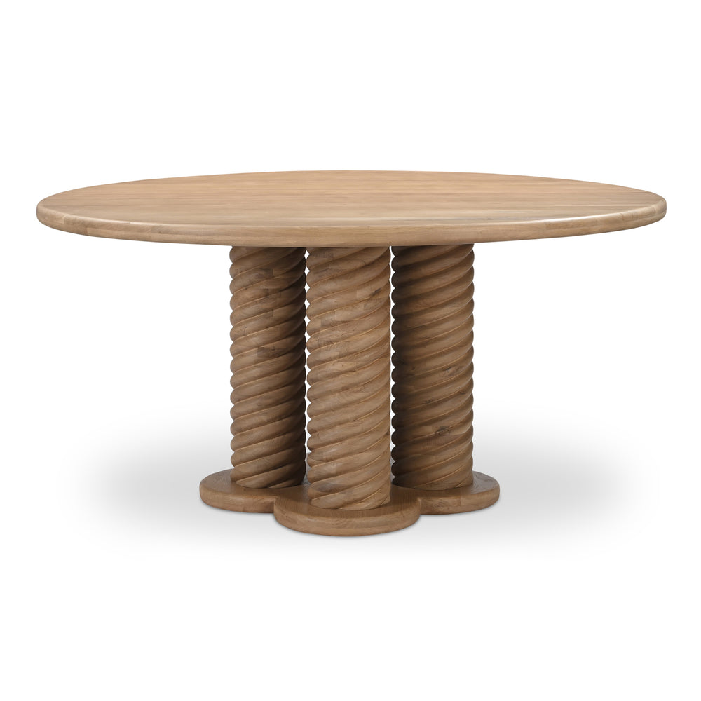 Treccia Round Dining Table in Oak