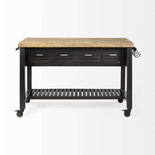 Columbia 62L x 28W x 36H Black Wooden Kitchen Island