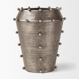 Elio  9.1H Small Champagne Metal W/Studs Vase