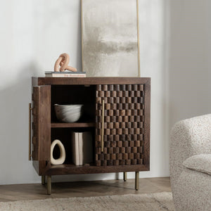 Norwood Solid Wood Cabinet with Brass Details