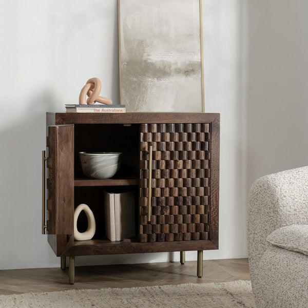Norwood Solid Wood Cabinet with Brass Details