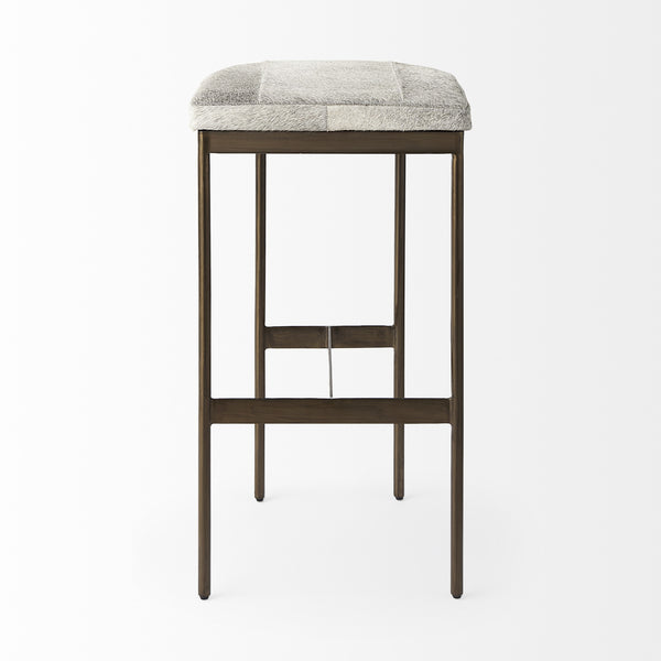 Millie 16.75 X 17.75 X 30 Hair-on-hide Seat W/ Gold Frame Bar Stool