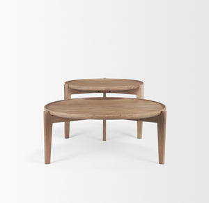 Cleaver (Set of 2) 40" & 31" Round Brown Solid Wood Nesting Coffee Tables