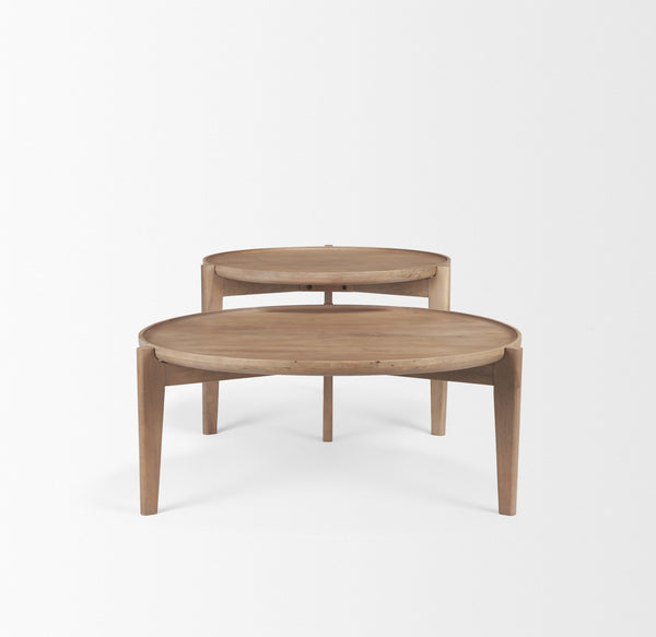 Cleaver (Set of 2) 40" & 31" Round Brown Solid Wood Nesting Coffee Tables