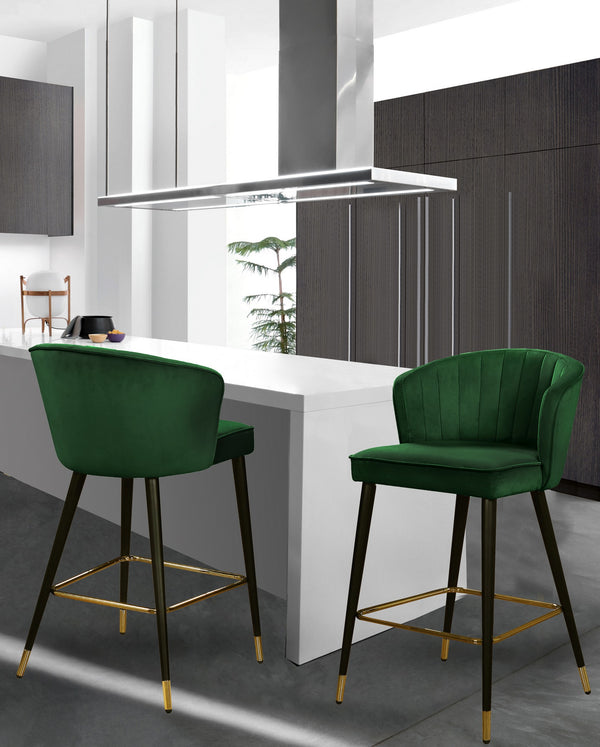 Maxine Stool In Green Velvet