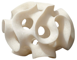 Ribbon Resin Decorative Sphere, White