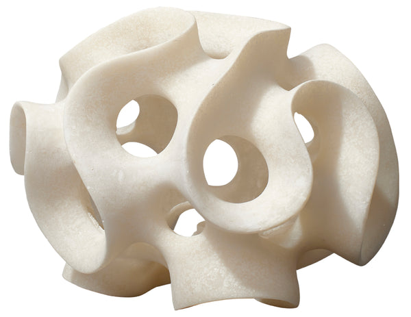 Ribbon Resin Decorative Sphere, White