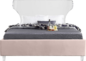 Levi King Bed In Pink Velvet