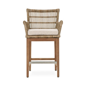 Valerie Outdoor Counter Stool in Teak and Olefin