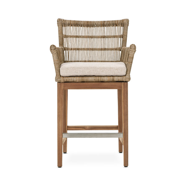Valerie Outdoor Counter Stool in Teak and Olefin