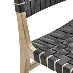 Marco Faux Leather Dining Side Chair Drift Wood Frame, Black 