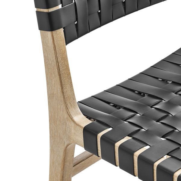 Marco Faux Leather Dining Side Chair Drift Wood Frame, Black 