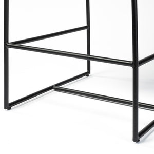 Stamford 36" Total Height Black Leather Seat w/ Wood Back, Metal Frame Counter Stool
