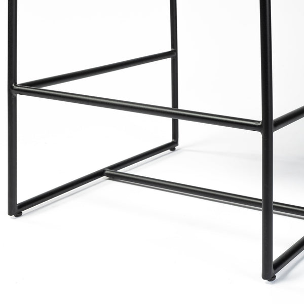 Stamford 36" Total Height Black Leather Seat w/ Wood Back, Metal Frame Counter Stool