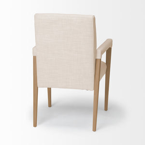 Palisades Cream Fabric Wrap Brown Wood Frame Dining Chair