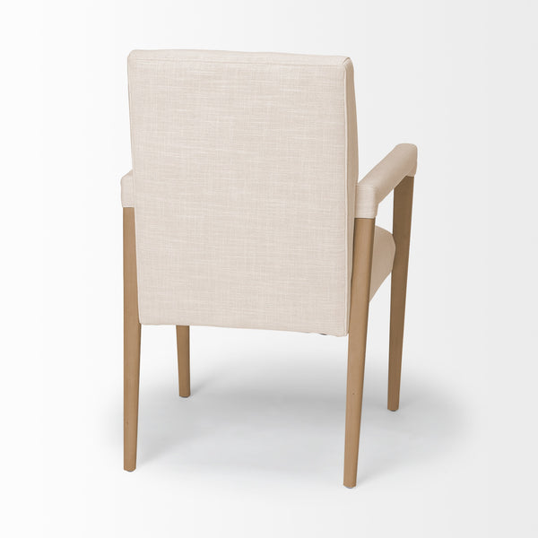 Palisades Cream Fabric Wrap Brown Wood Frame Dining Chair