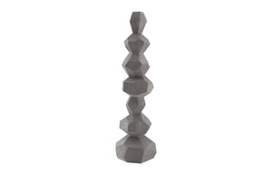 Faceted Rock Column Sculpture, Grey