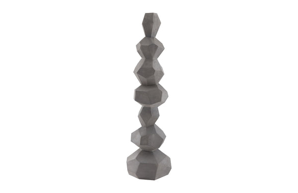 Faceted Rock Column Sculpture, Grey