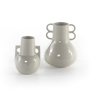 Primerose Vases In Set Of 2 In Light Grey