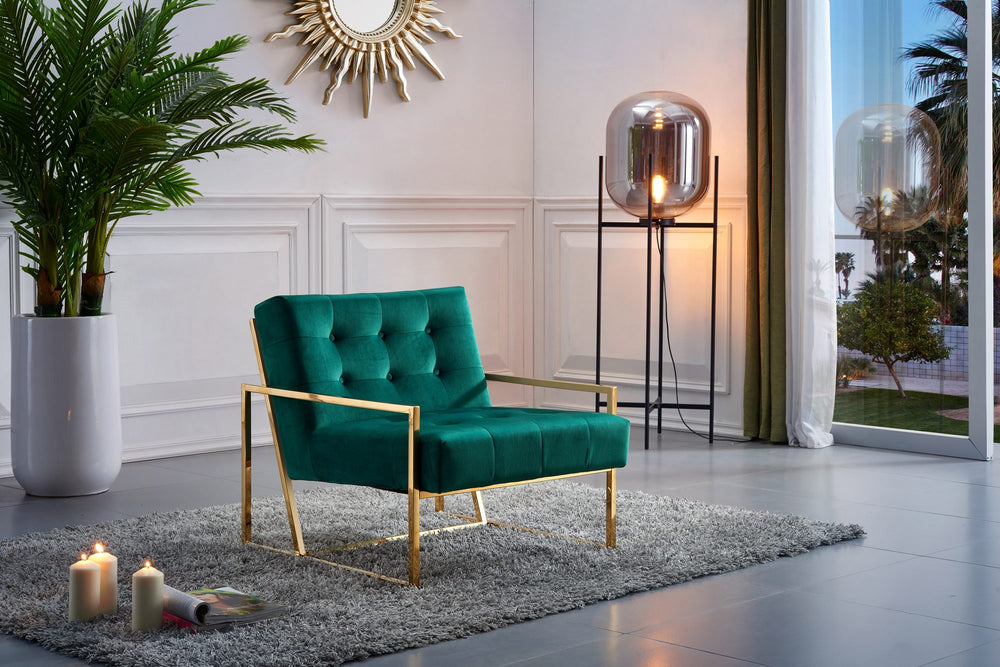 Benny Accent Chair In Green Velvet