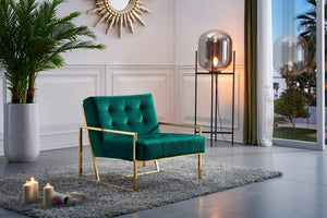 Benny Accent Chair In Green Velvet
