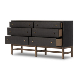 Fiona 6 Drawer Dresser In Black Raffia