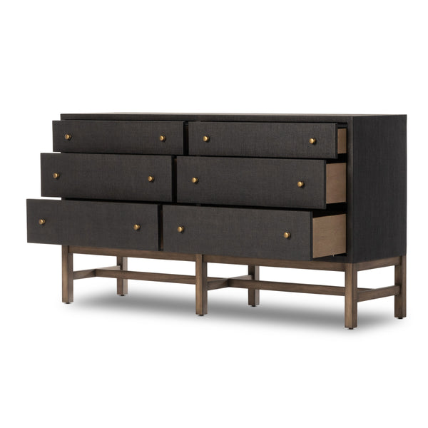 Fiona 6 Drawer Dresser In Black Raffia