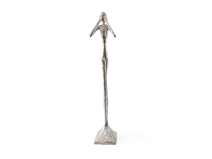 See No Evil Sculpture, Silver Leaf, Large 81"H