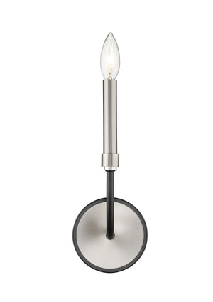 Haylie 1 Light Wall Sconce in Matte Black + Brushed Nickel Finish