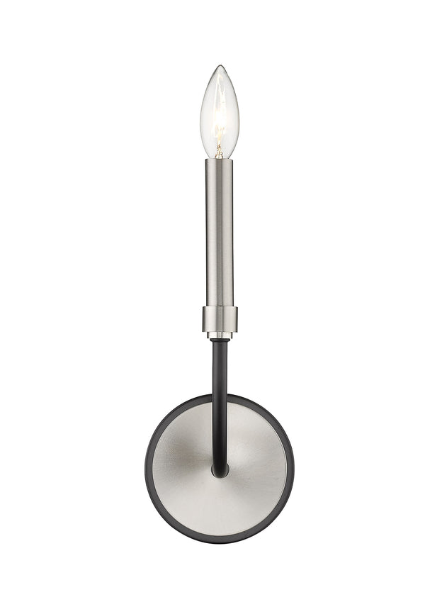 Haylie 1 Light Wall Sconce in Matte Black + Brushed Nickel Finish
