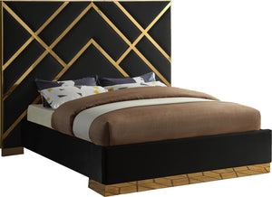 Lionel Queen Bed In Black Velvet