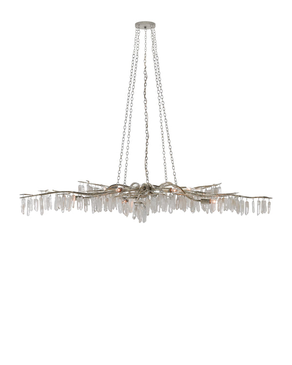 Forest Light Silver Chandelier In Textured Silver & Natural