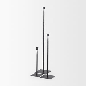 Porter 4.5L x 4.5W x 12.0H Small Black Iron Candle Holder