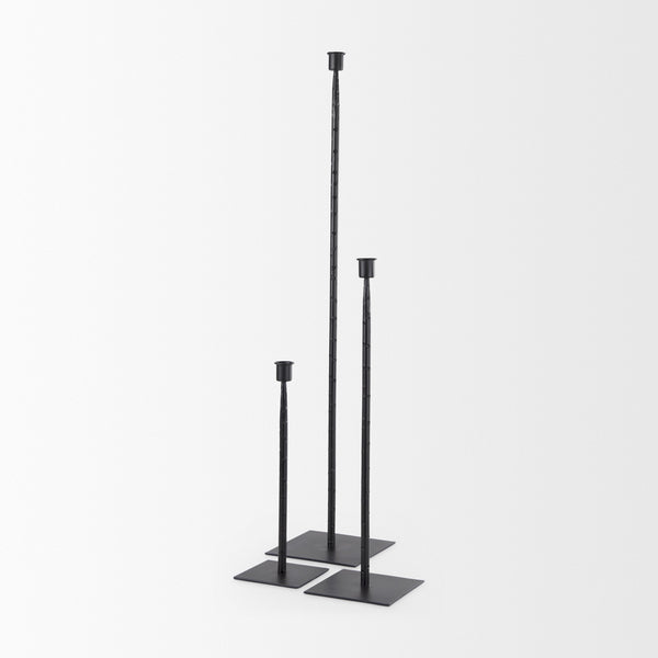 Porter 4.5L x 4.5W x 12.0H Small Black Iron Candle Holder