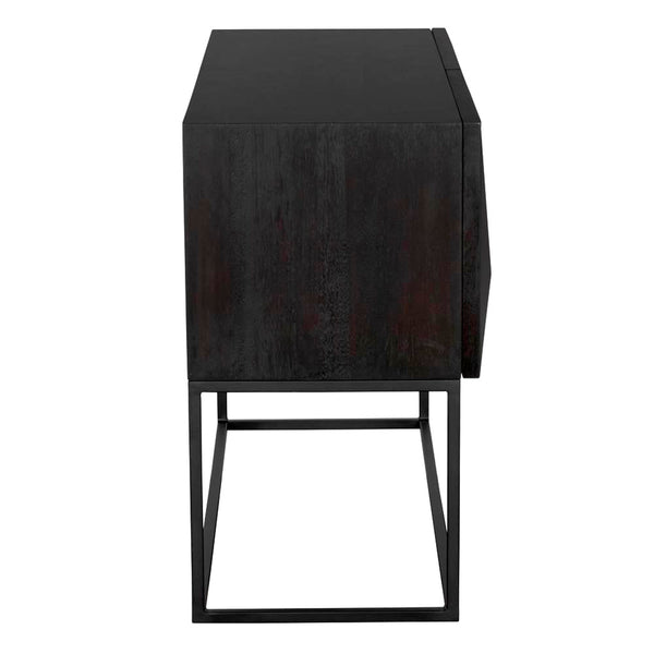 Small Zurich Console, Ebony Walnut with Iron