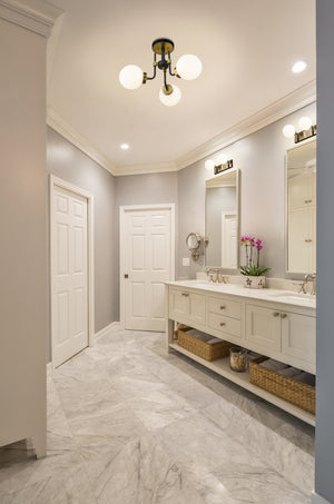 Parsons 3 Light Semi Flush Mount in Matte Black + Olde Brass Finish