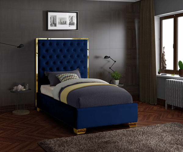 Jared Twin Bed In Navy Velvet