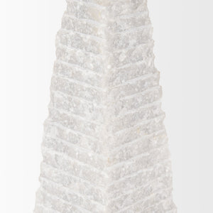 Pyramis White Rough Marble Obelisk 16"