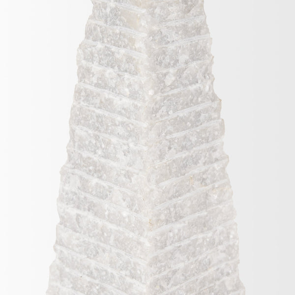 Pyramis White Rough Marble Obelisk 16"