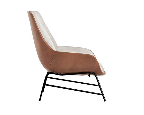LUCIER LOUNGE CHAIR - BELFAST OATMEAL / BRAVO COGNAC