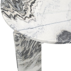 Zora Marble End Table in Charcoal Gray - Black/White