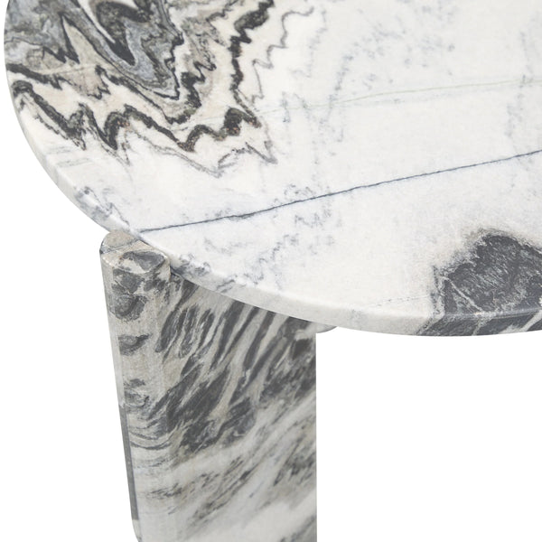 Zora Marble End Table in Charcoal Gray - Black/White