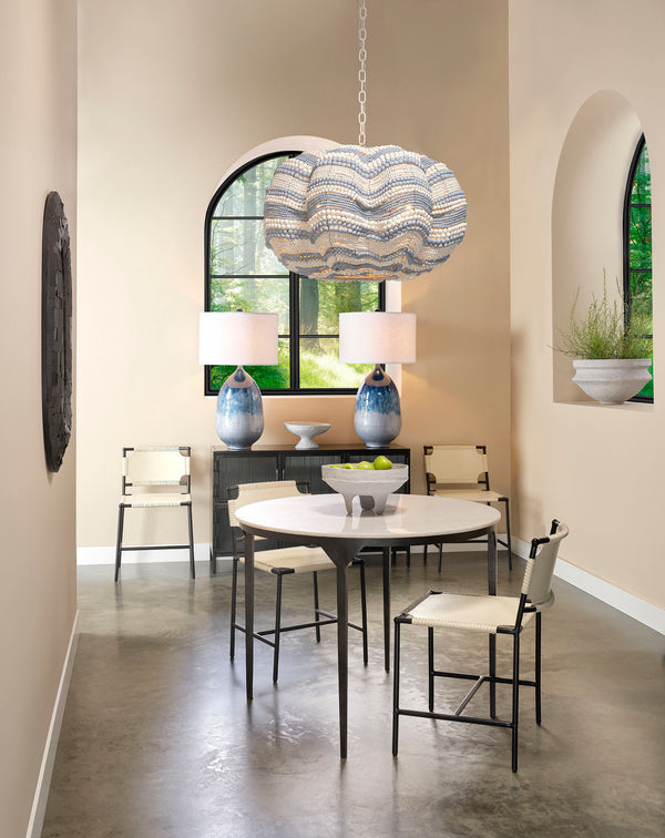 Clamshell Wood Beaded 4-Light Chandelier
