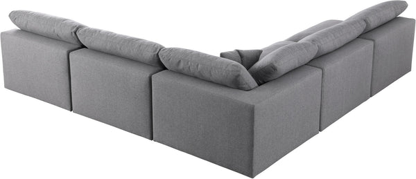 Carmen Cloud Modular Sectional In Grey Linen Fabric