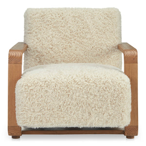 Moe's Eckersley Lounge Chair in Cream Faux Fur