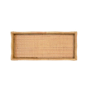 SMALL RECTANGLE SCALLOPED EDGE TRAY IN RATTAN