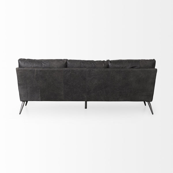 Cochrane 82L x 33W x 32.3 Black Leather Three Seater Sofa