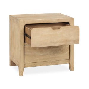 Laguna Solid Wood 2-Drawer Nightstand - Natural