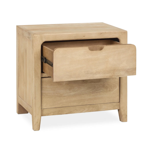 Laguna Solid Wood 2-Drawer Nightstand - Natural