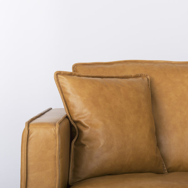 D'Arcy 111"L x 70"D x 33"H Tan Leather Right Chaise Sectional